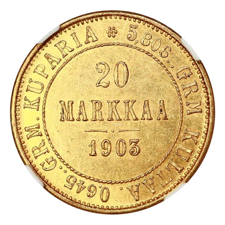 Finland 20 Markkaa 1903 L NGC MS61