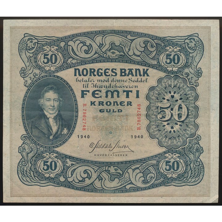 50 Kroner 1940 B Kv 1/1+