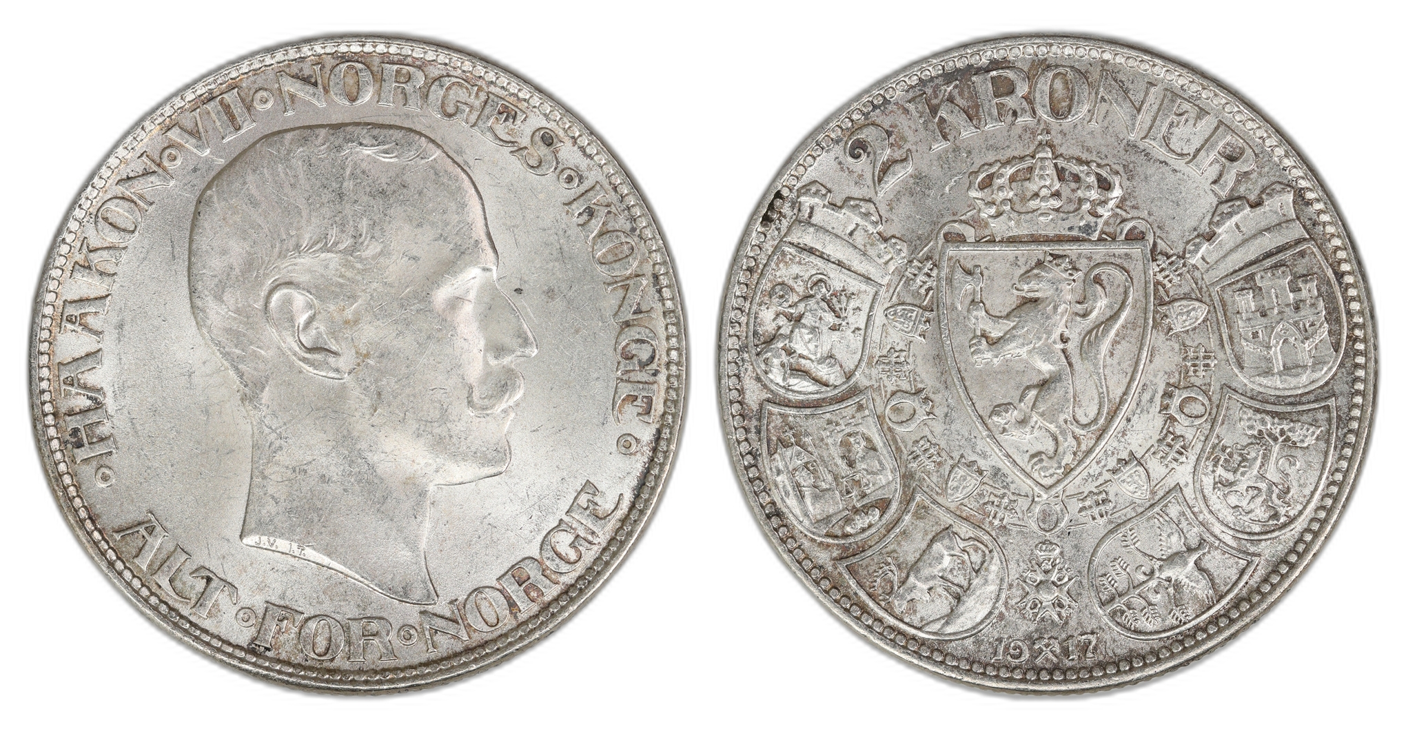 Norge 2 Kroner 1917  Kv: 0/01