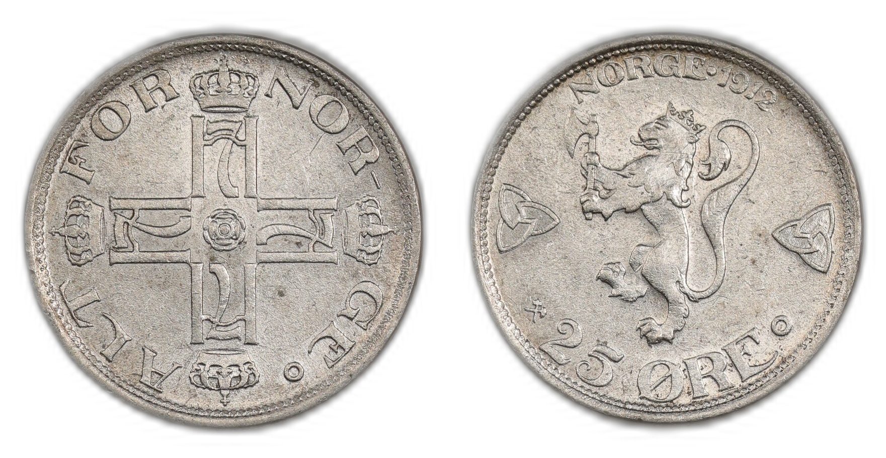 Norge 25 Øre 1912 Kv: 01, renset