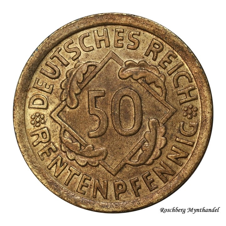 Tyskland 50 Rentenpfennig 1924 J Kv 0/01