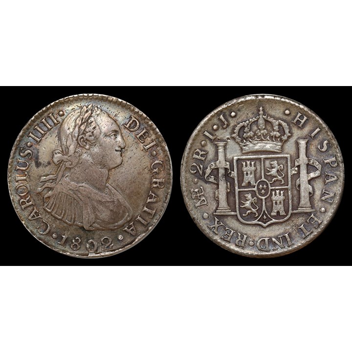 Peru 2 Reales 1802 ME AU