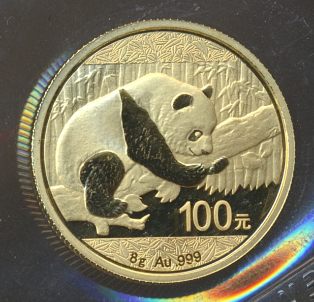 Kina 100 Yuan 2016 8 Gram 9999 Gull UNC