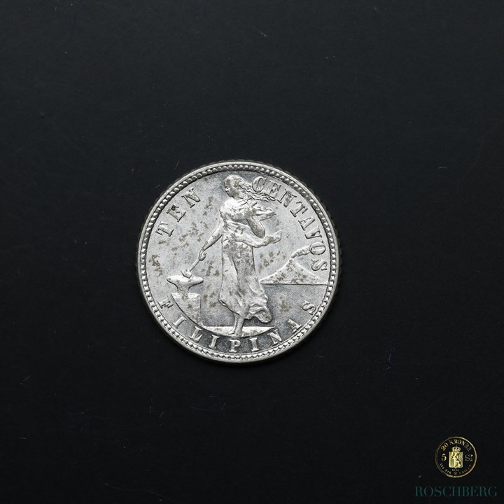 US Philippines 10 Centavos 1918-S Kv UNC