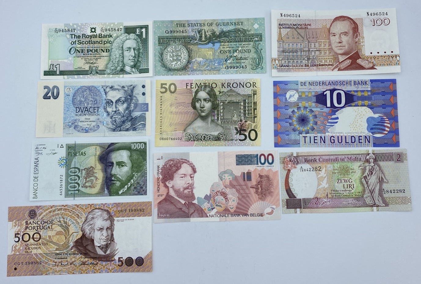 Europe Collection of 10 Different Notes UNC