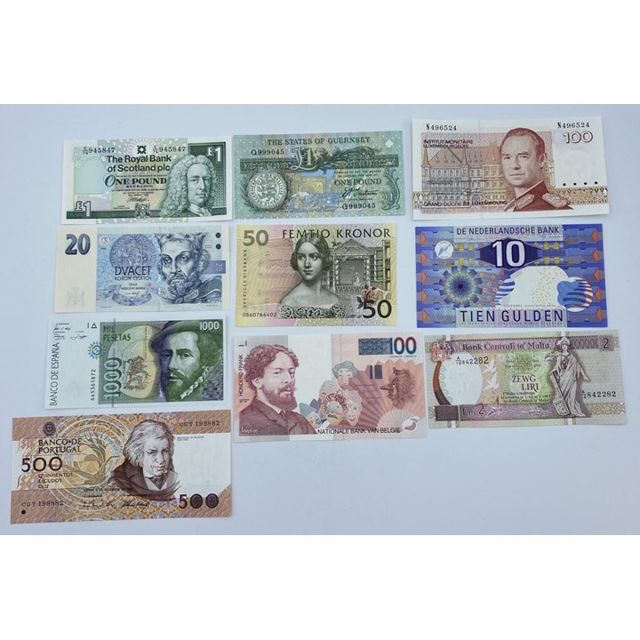 Europe Collection of 10 Different Notes UNC