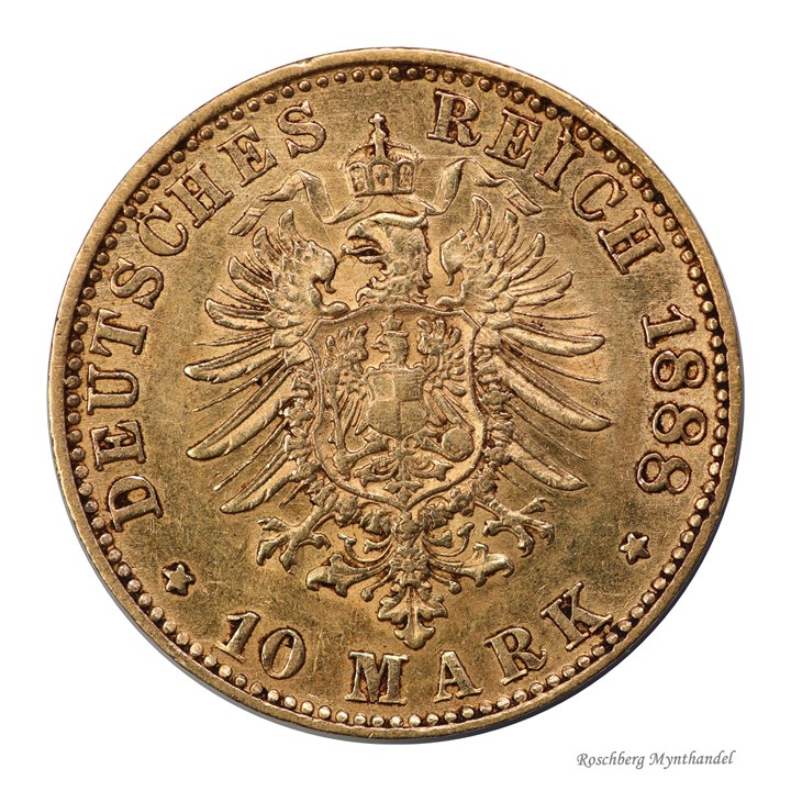 Tyskland 10 Mark 1888 G Kv 1+