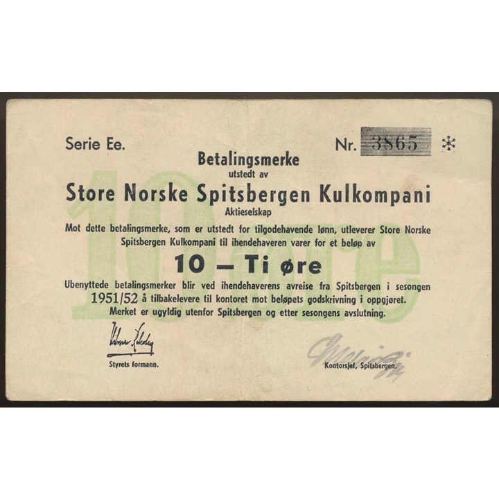SNSK 10 Øre 1951/52 Ee Kv 1+