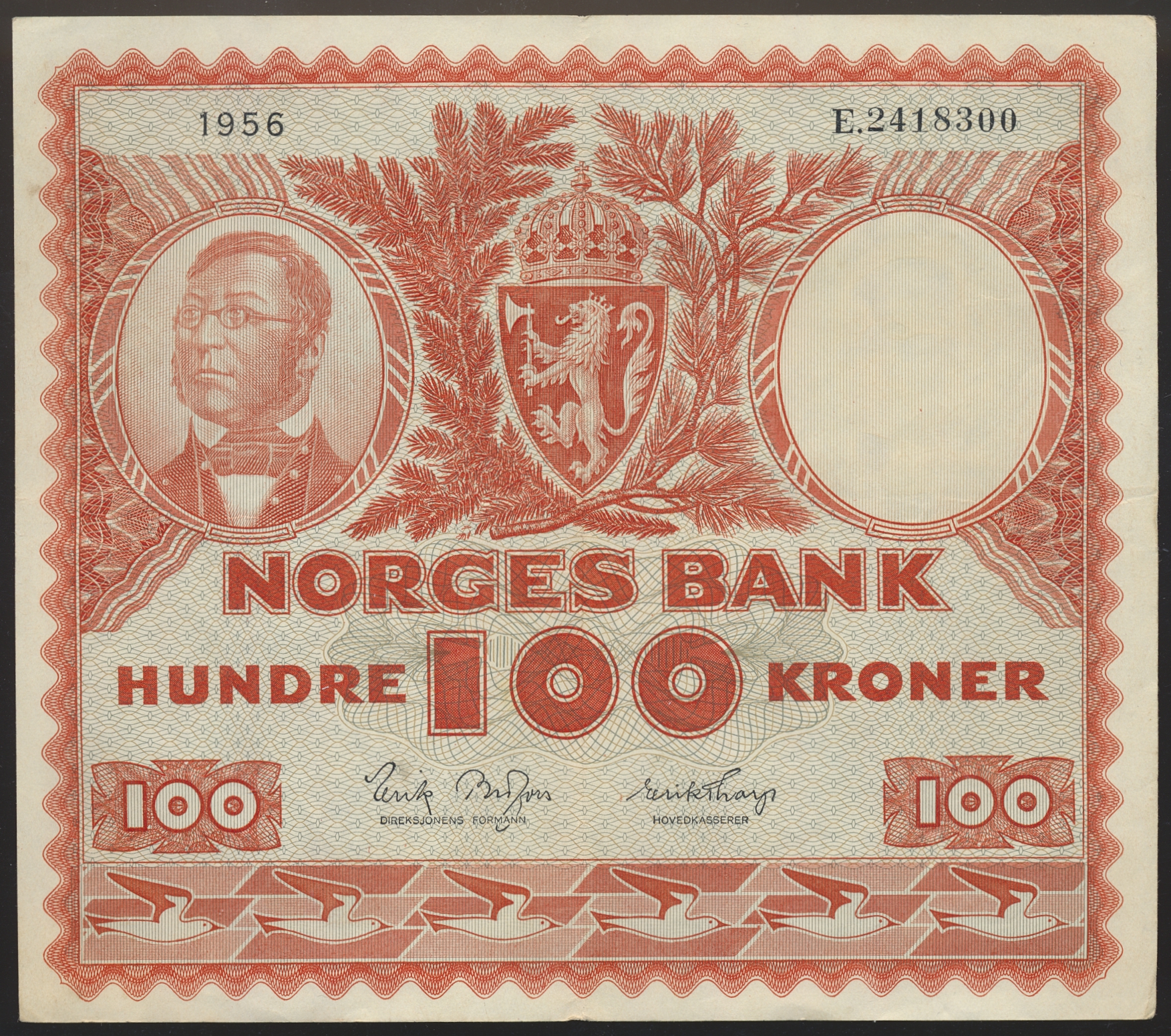Norge 100 Kroner 1956 E  Kv: 1+