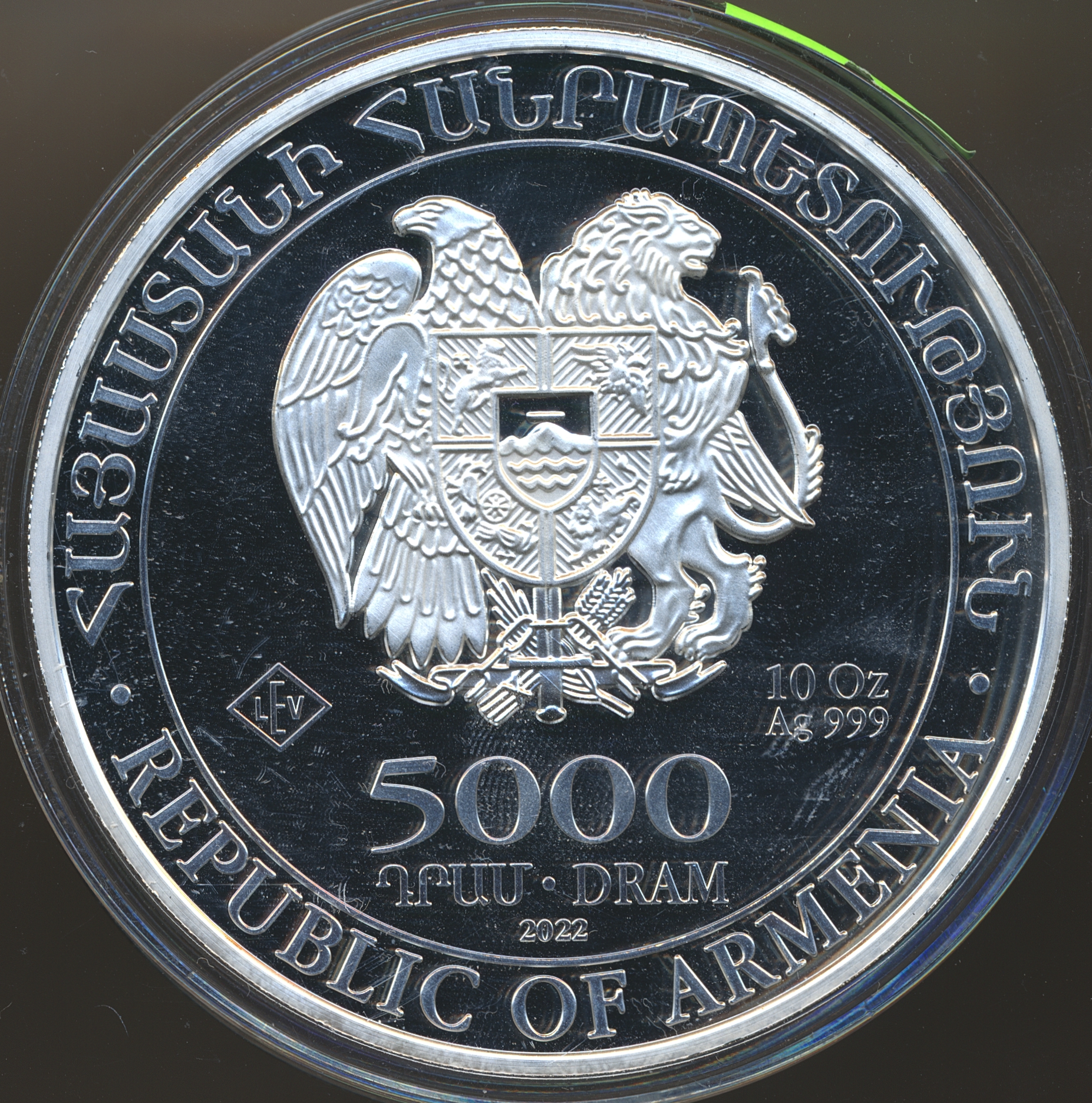 Armenia 5000 Dram Noahs Ark 2022 10 Oz 999 Sølv