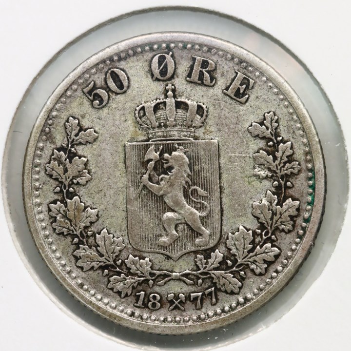 50 Øre 1877 Kv 1/1+