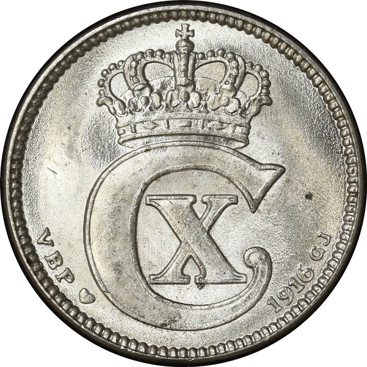 Danmark 25 Øre 1916 Kv 0