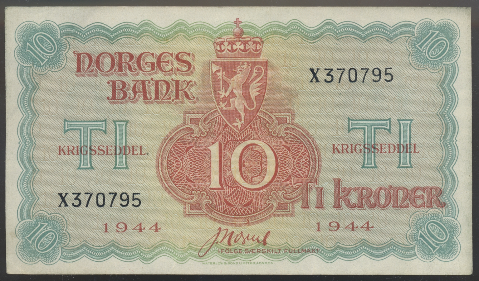 10 Kroner 1944 X London Kv 1+
