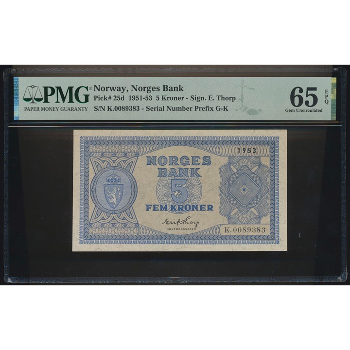 5 Kroner 1953 K PMG 65 EPQ