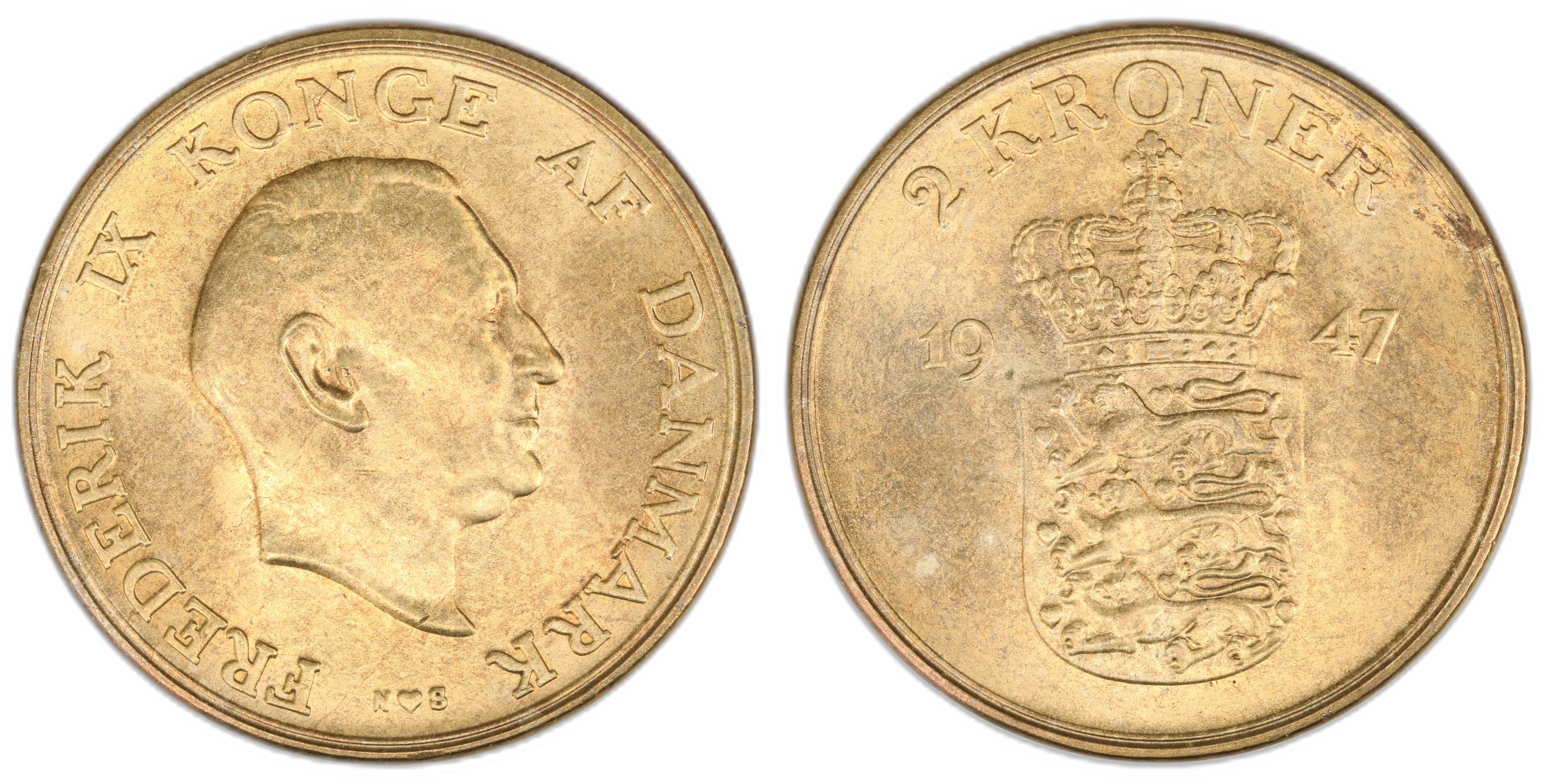 Danmark 2 Kroner 1947  Kv: 0