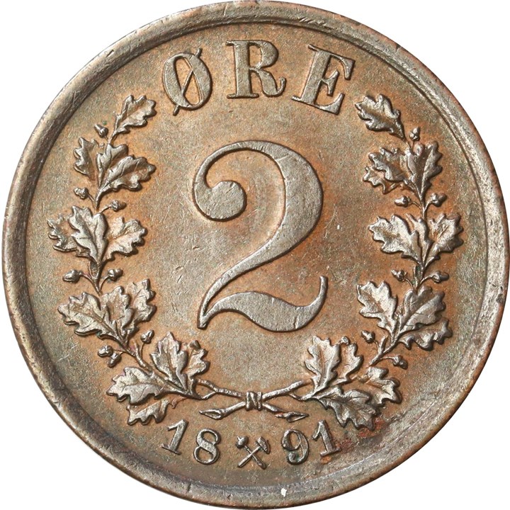 2 Øre 1891 Kv 01