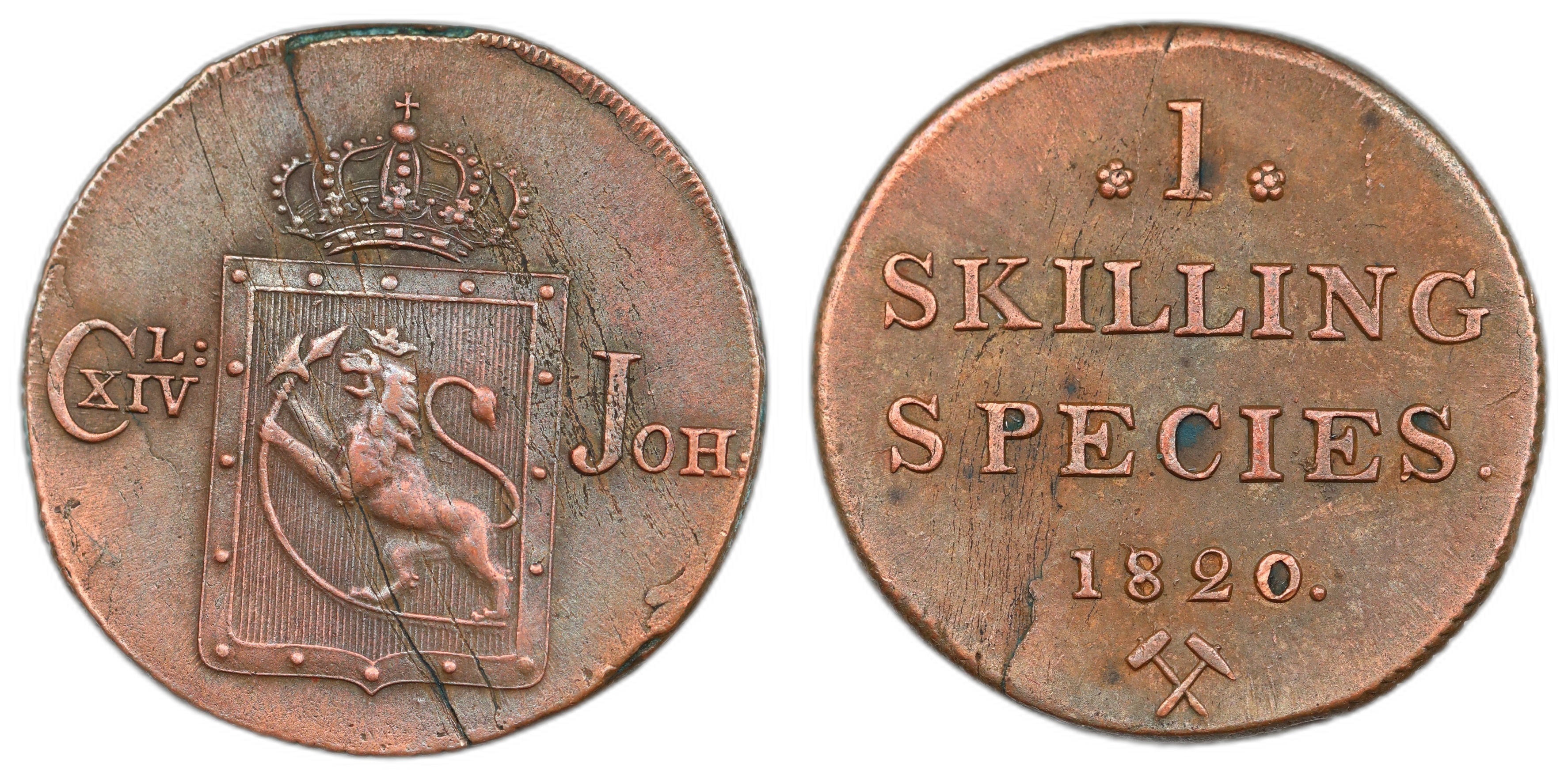 1 Skilling 1820 Kv 1+/01
