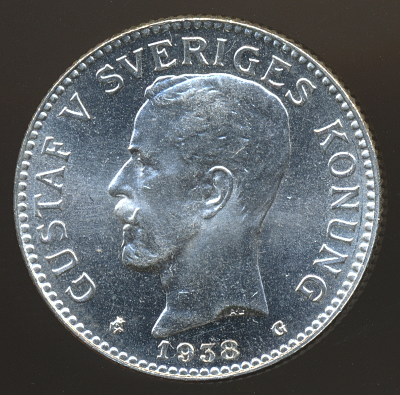 Sverige 2 Kronor 1938 Kv 0, speilglans