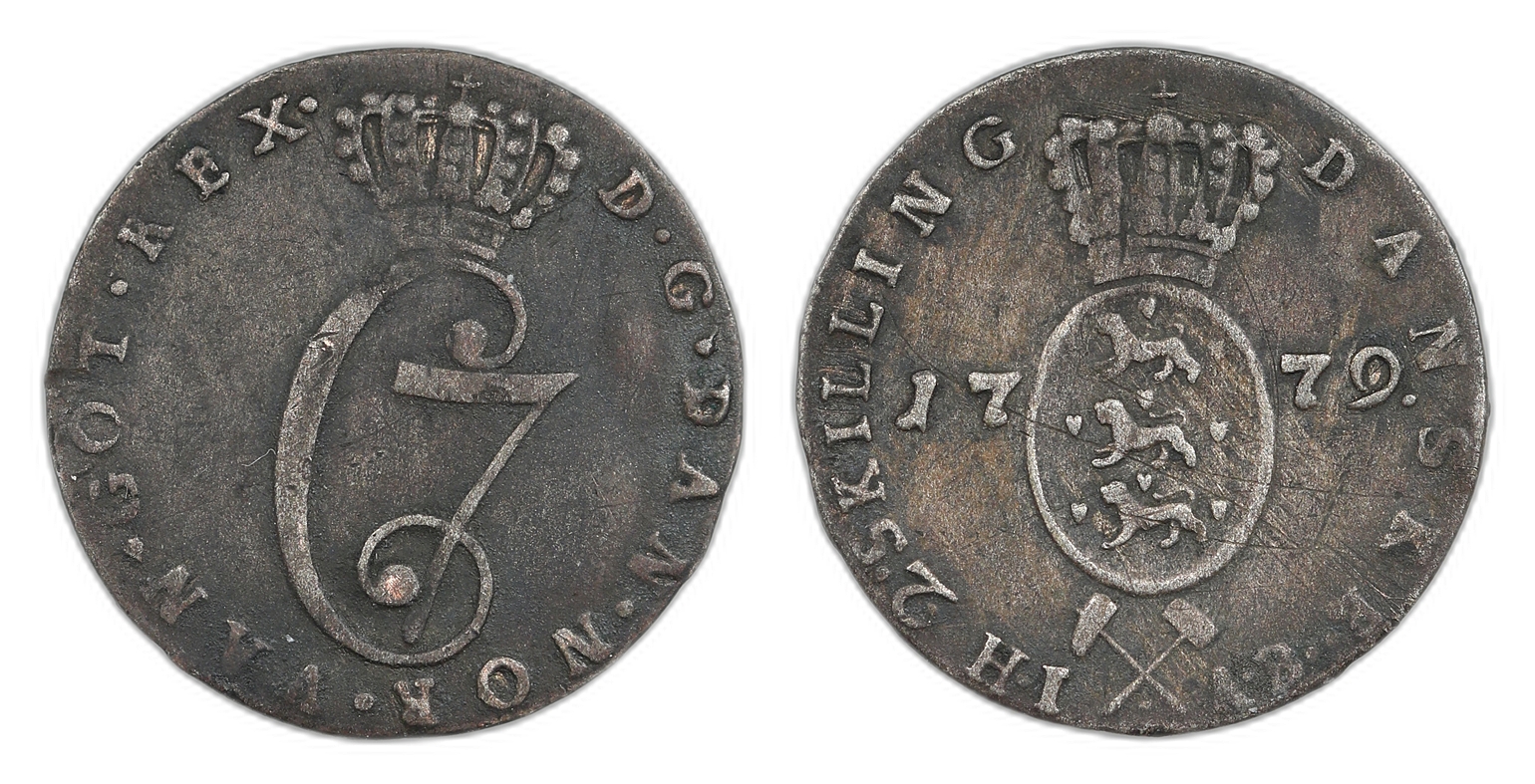 Norge 2 Skilling 1779 Bauert Kv: 1