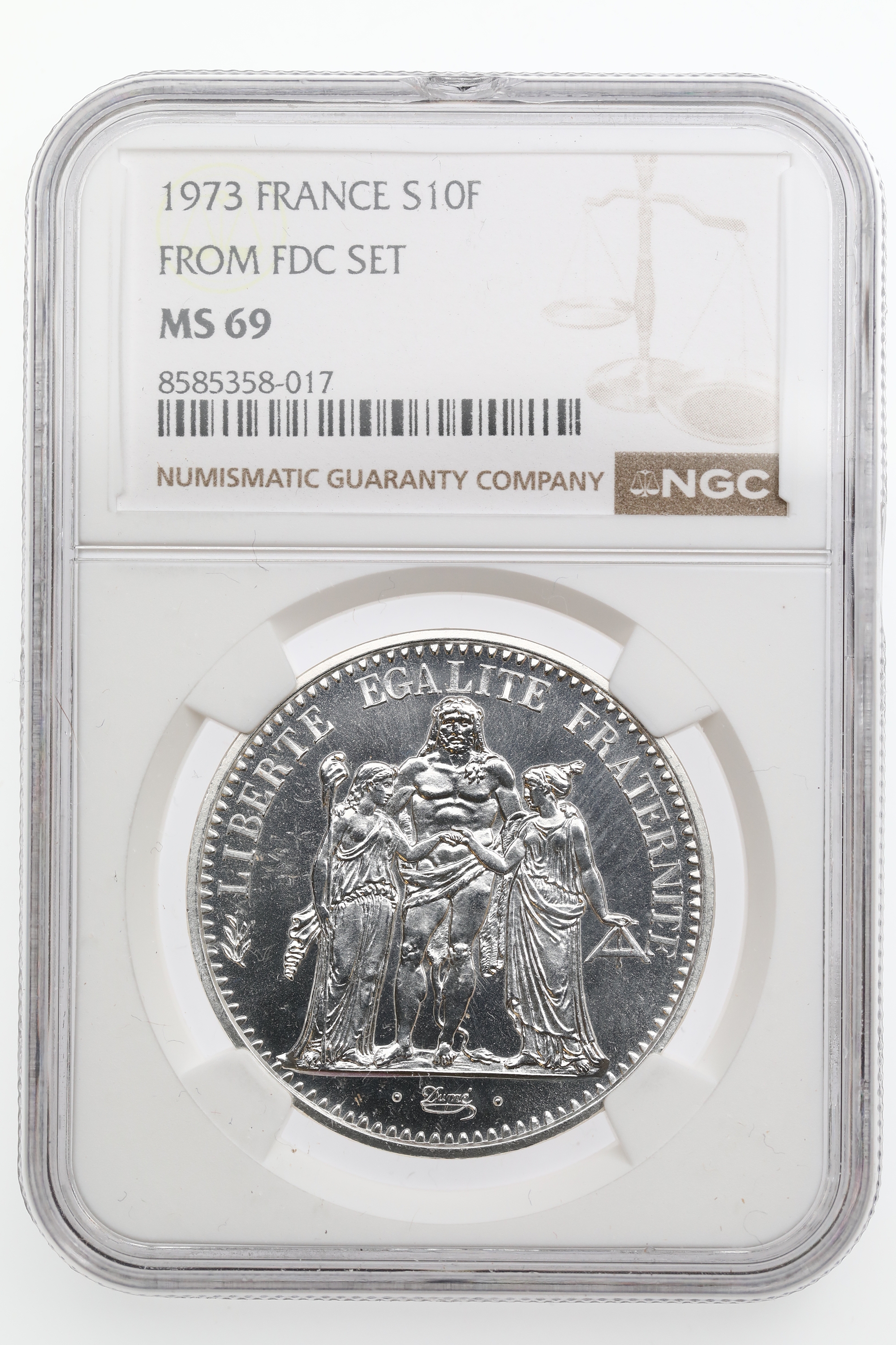 FRANCE 10 FRANCS 1973 Kv: NGC MS69