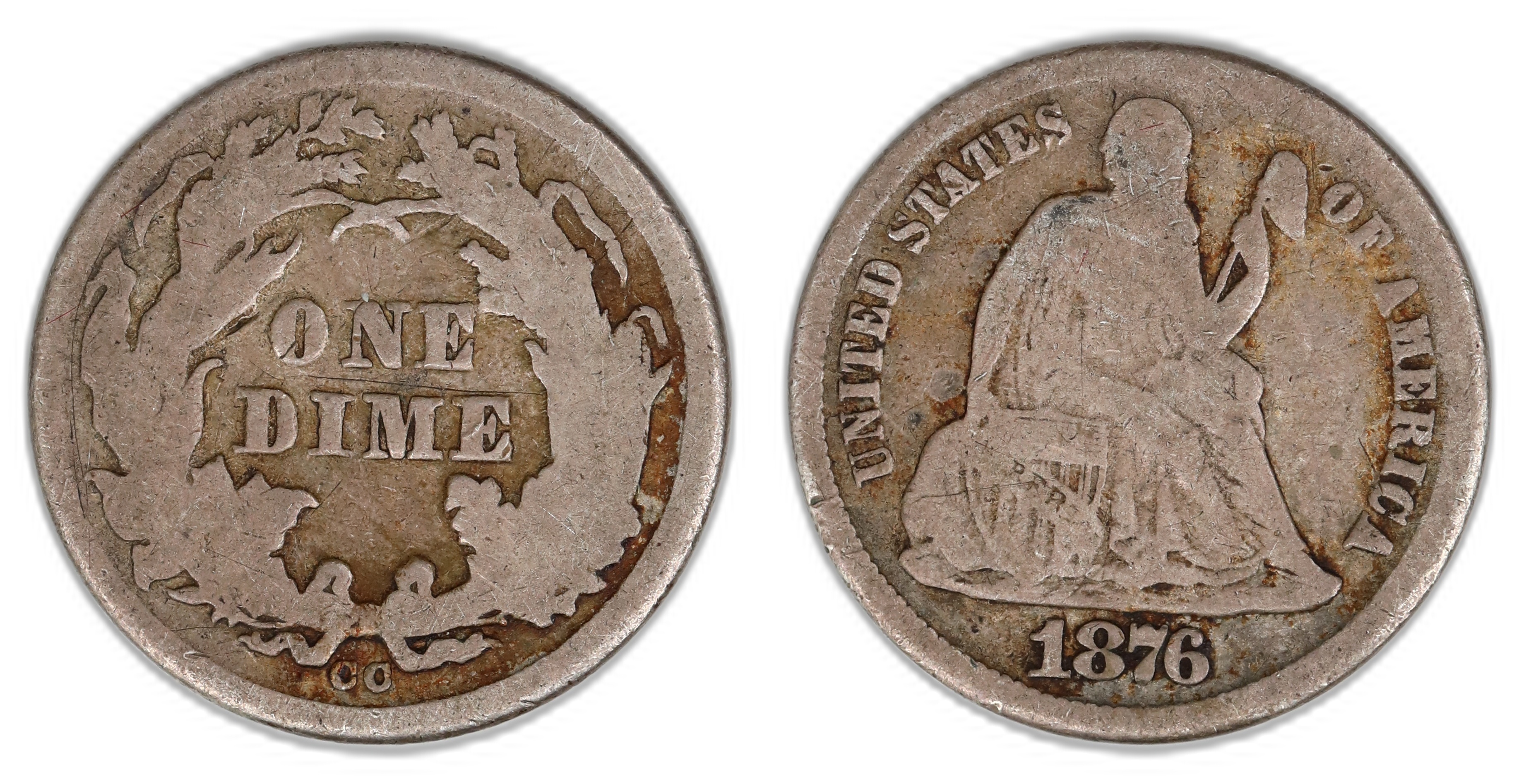 USA Dime 1876-CC  Kv: VG