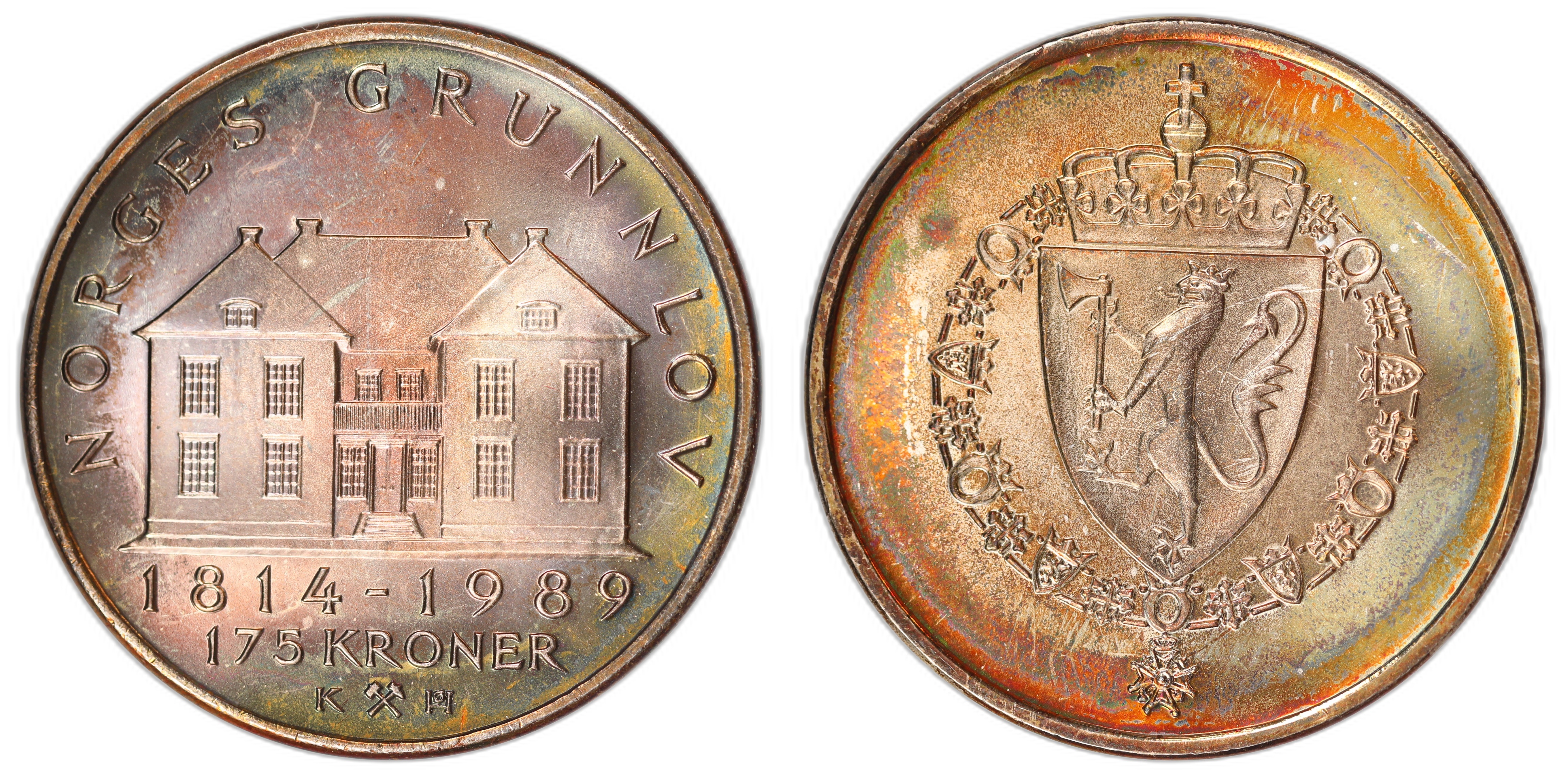 Norge 175 Kroner 1989 Kv: 0, fin toning