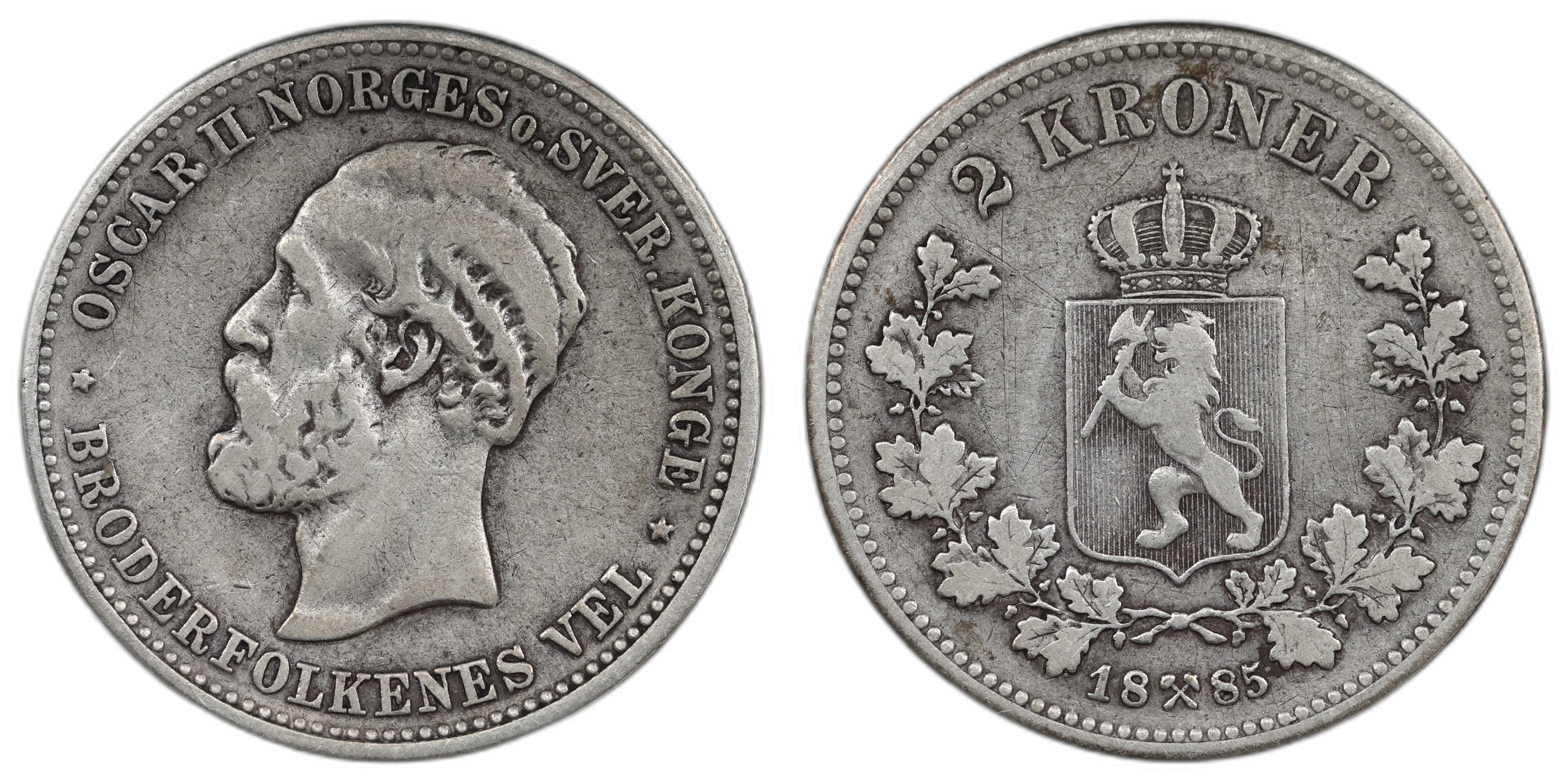 Norge 2 Kroner 1885 Kv 1