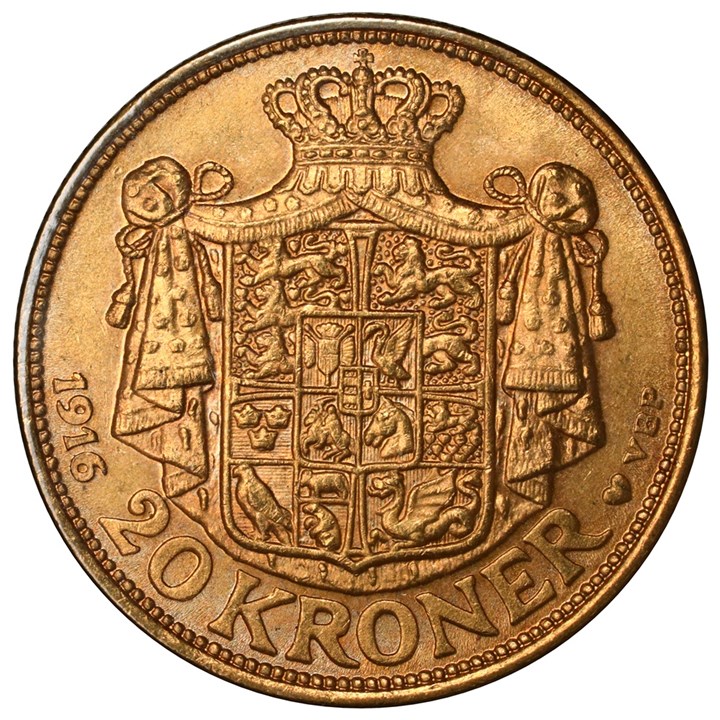 Danmark 20 Kroner 1916 Kv 01