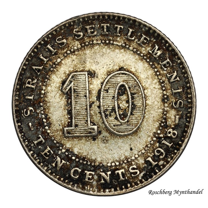 Straits 10 Cent 1918 Kv 1+