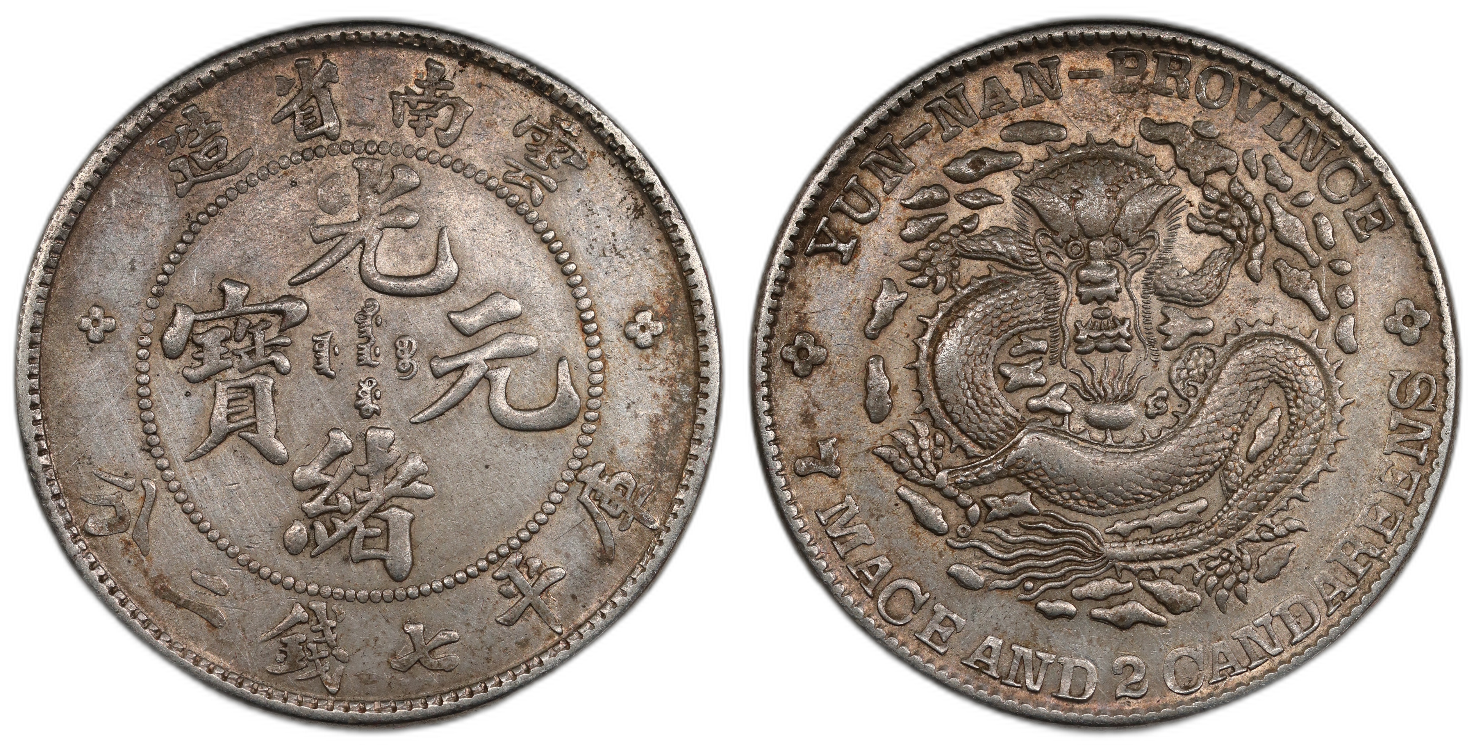 China, Yunnan 1 Dollar 1908 Kv: AU, cleaned