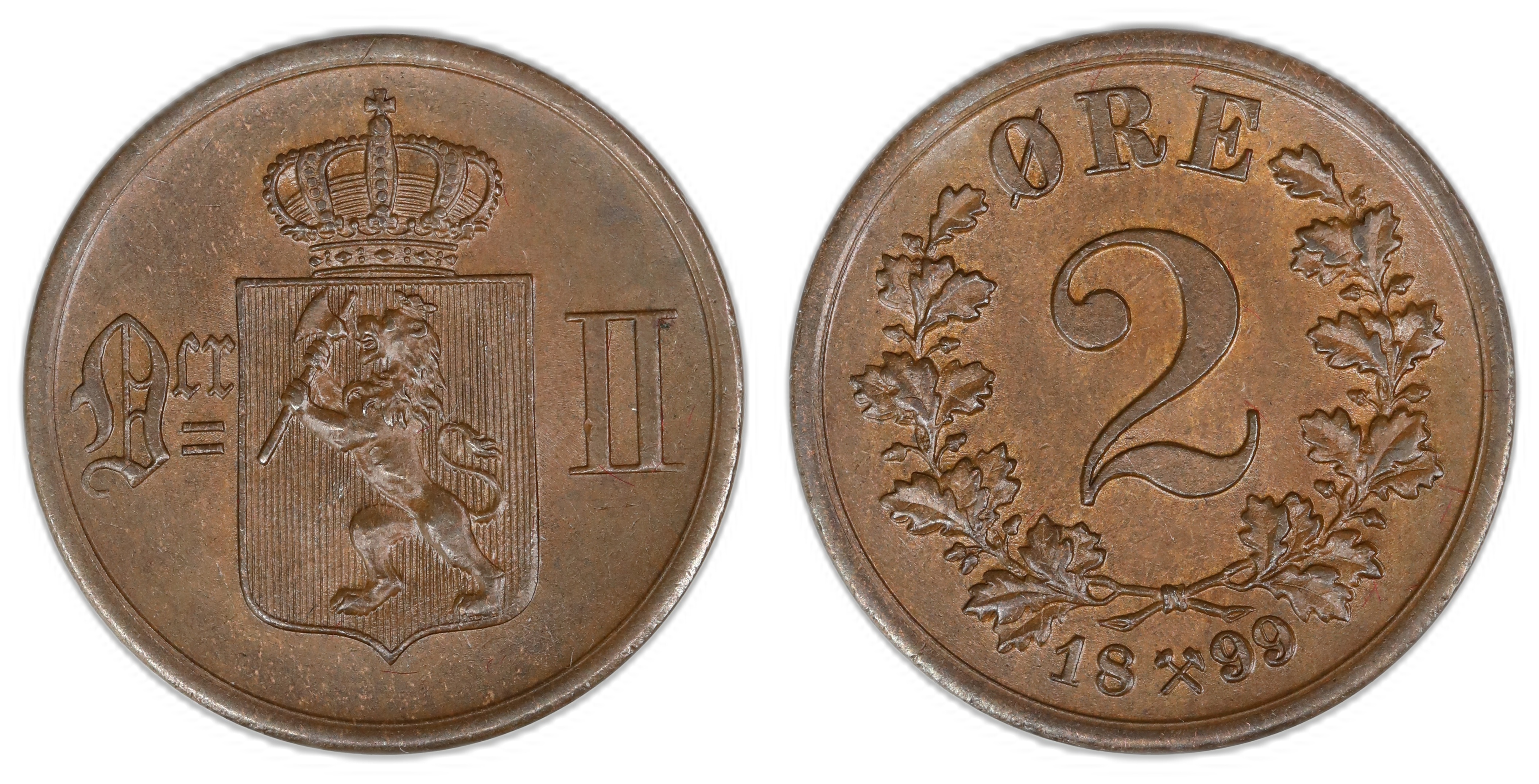 Norge 2 Øre 1899  Kv: 0/01