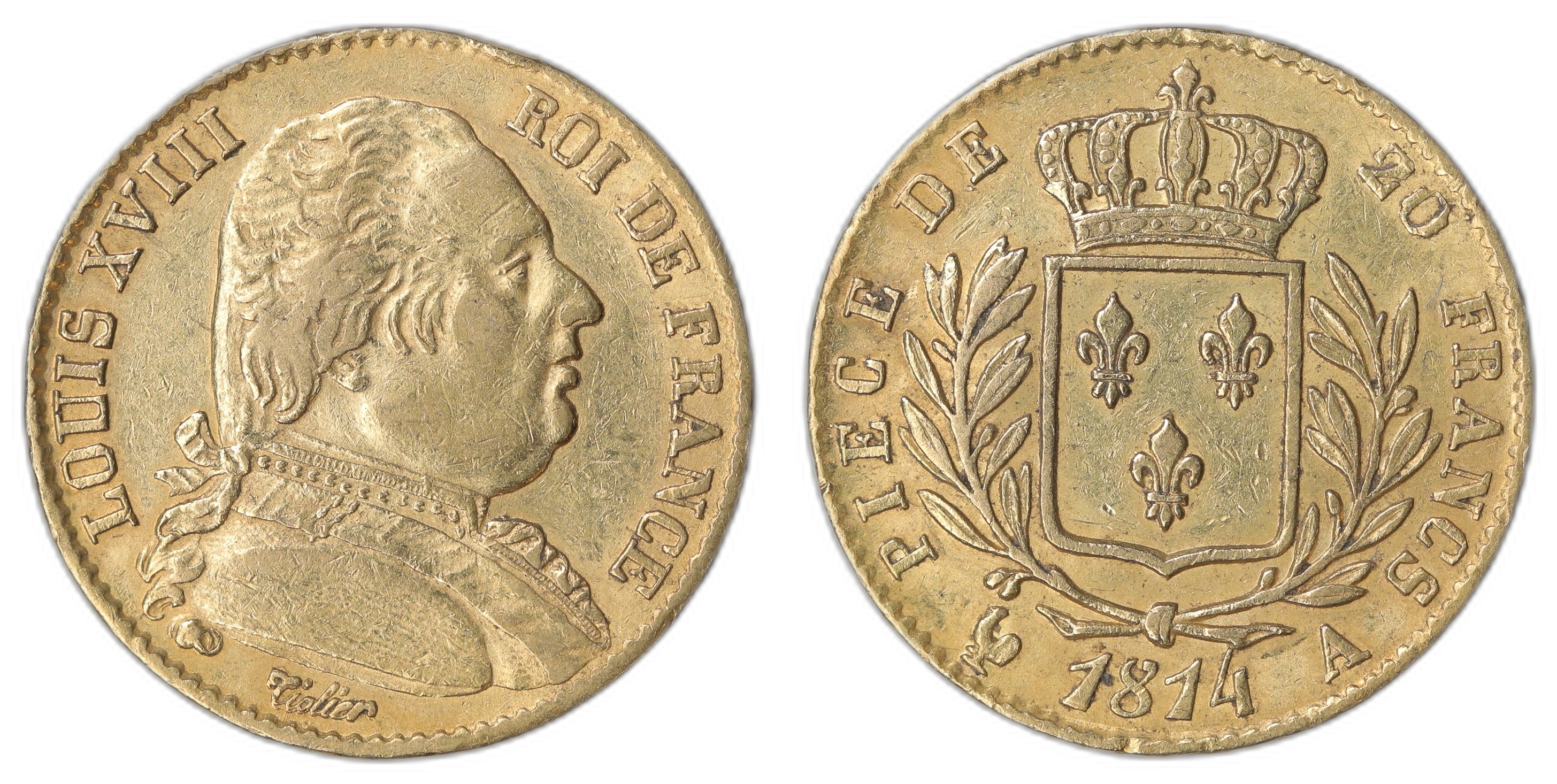 France 20 Francs 1814-A 5.805 gr fine Kv: XF