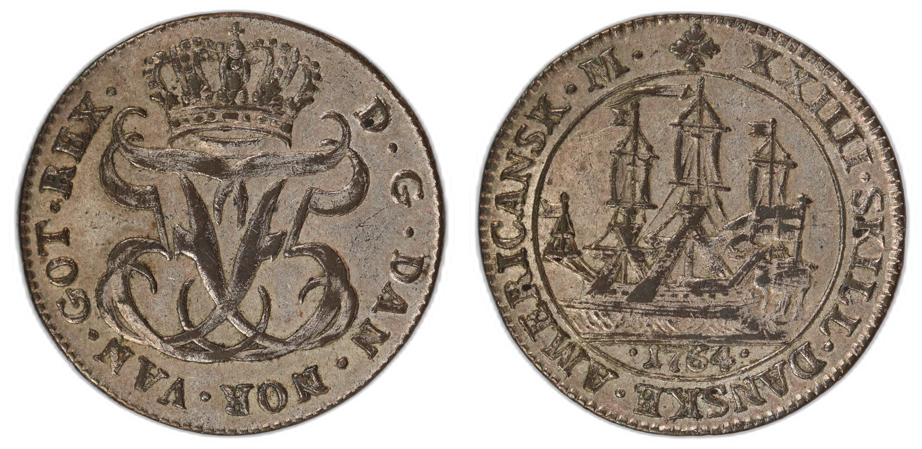 Danish West Indies 24 Skilling Contemporary forgery 1764