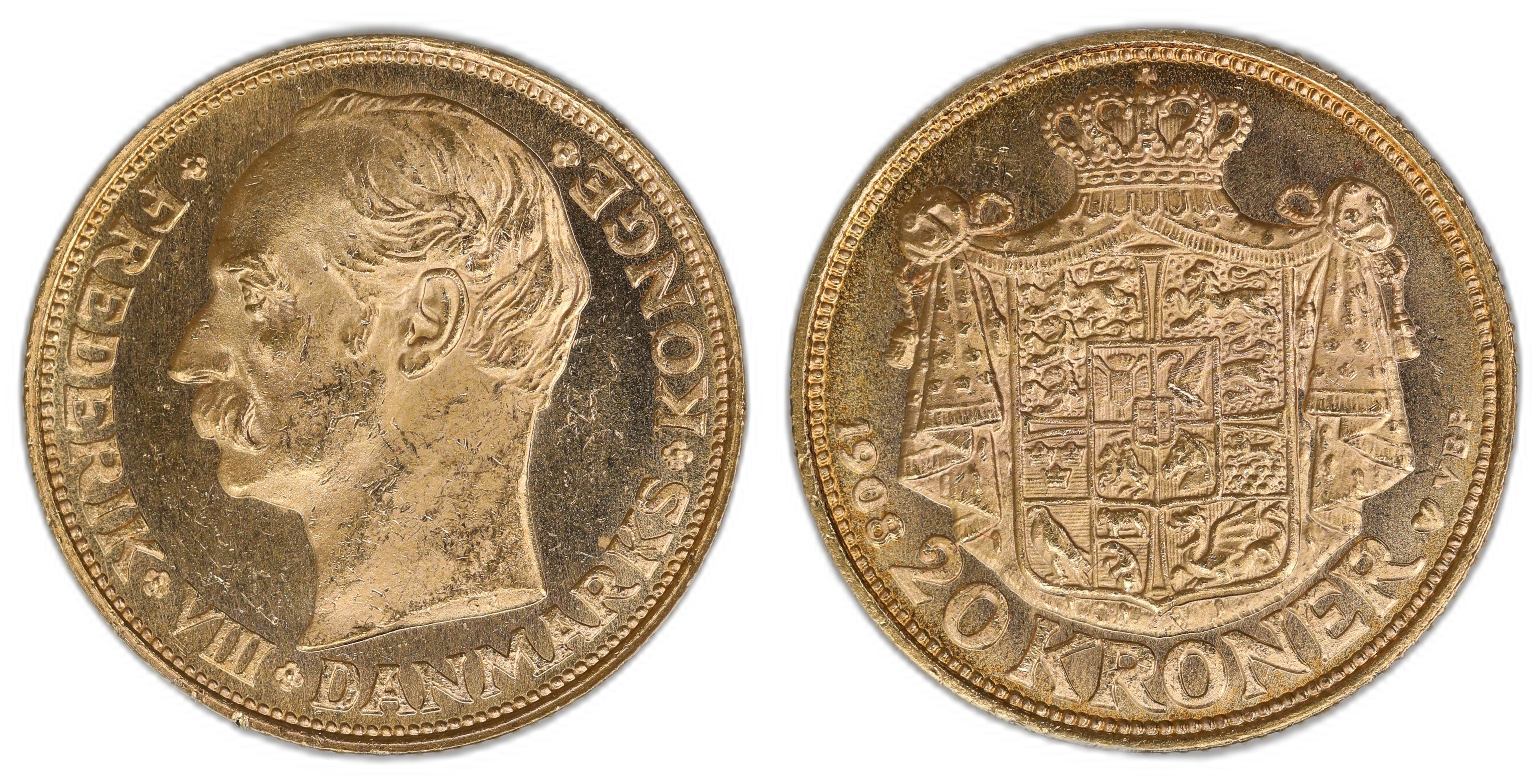 Danmark 20 Kroner 1908  Kv: 0/01