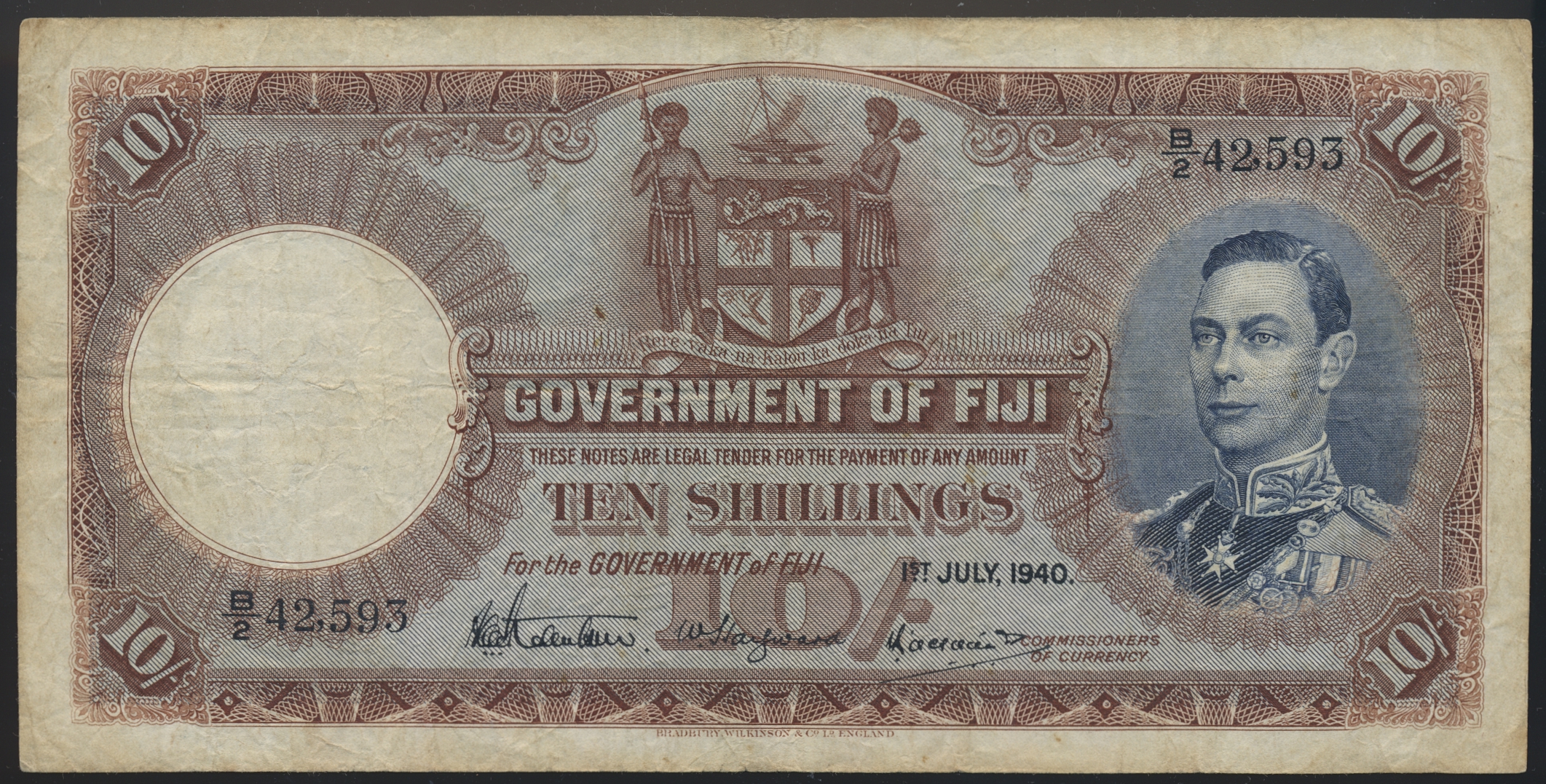 Fiji 10 Shilling 1940 Kv 1-