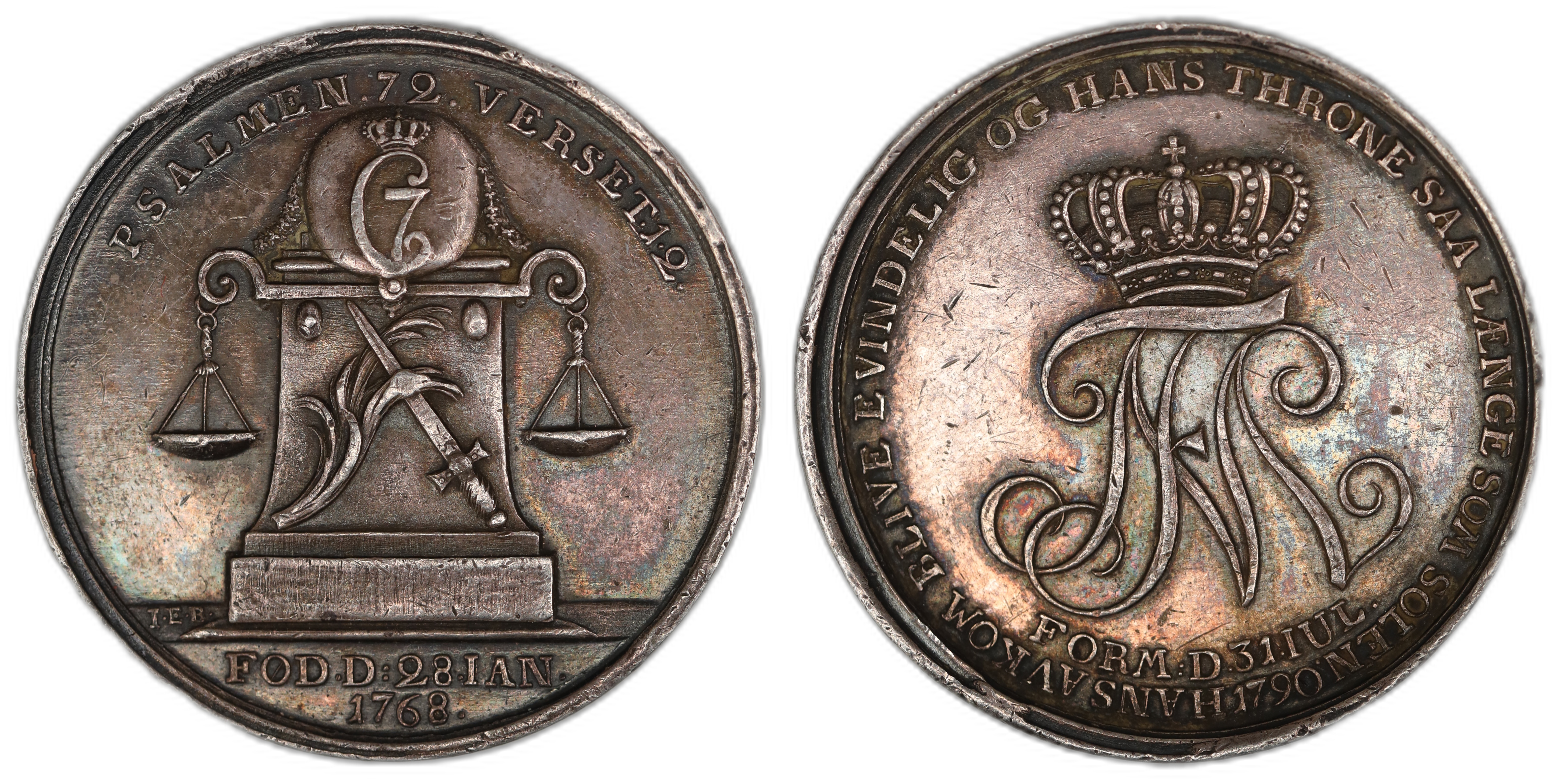 Denmark Silver Medal 1790 Frederic and Sophie Wedding Kv: AU