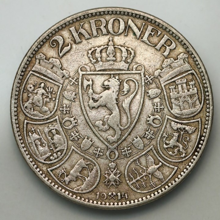 2 Kroner 1914 Kv 1, riss