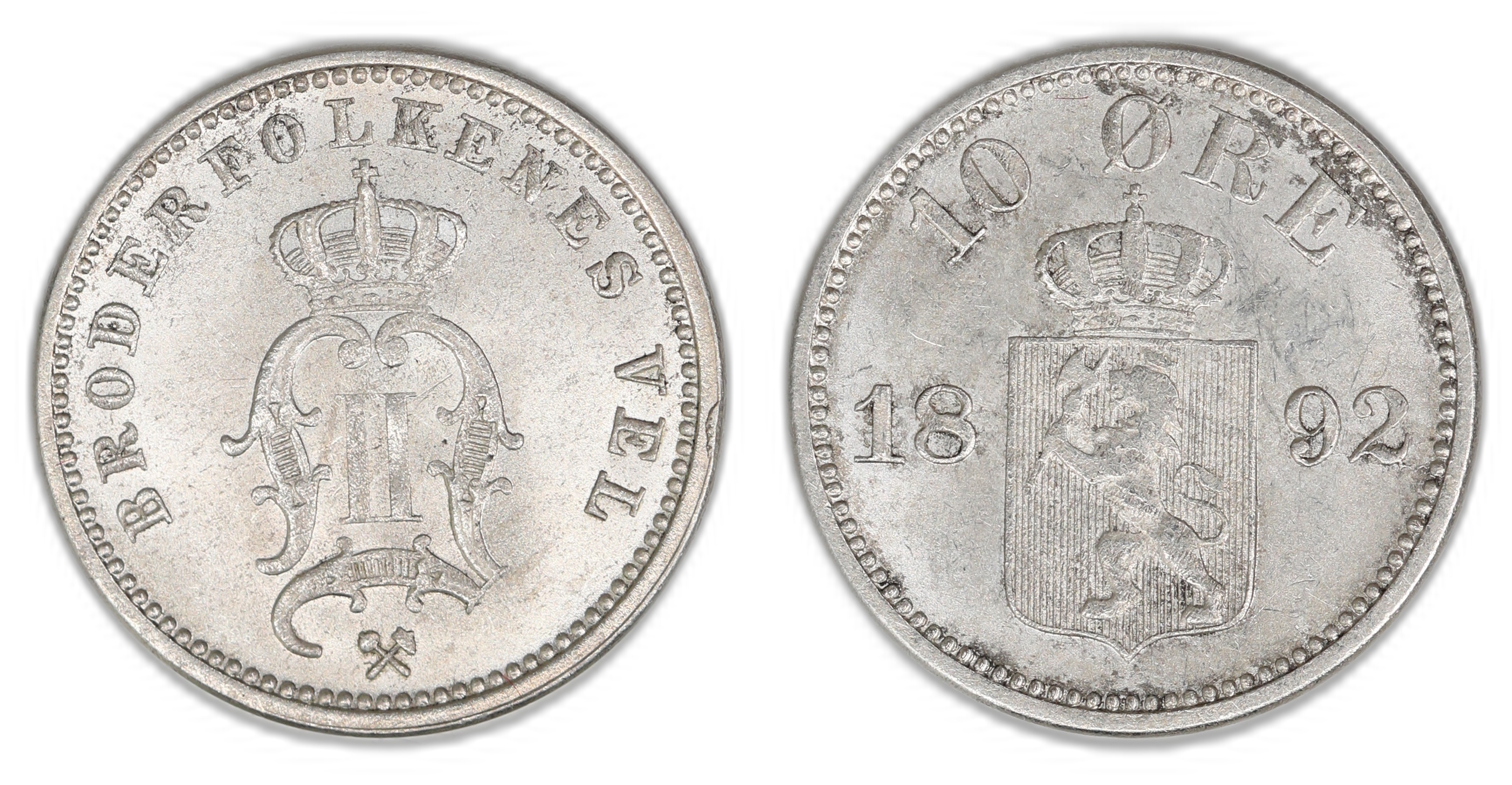 Norge 10 Øre 1892 Kv 0/01