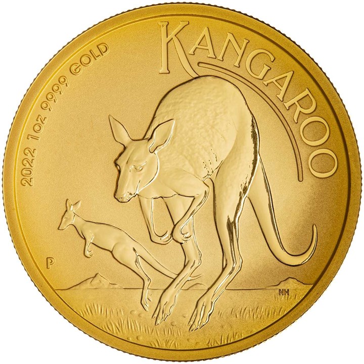 Australia 100 Dollar Kangaroo 2022 1 oz 9999 gull