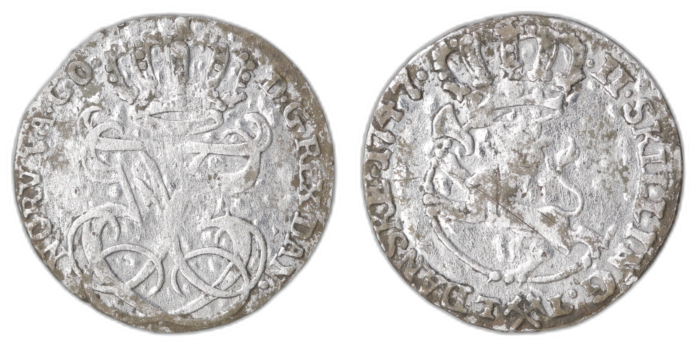 Norge 2 Skilling 1747 Kv: 1+