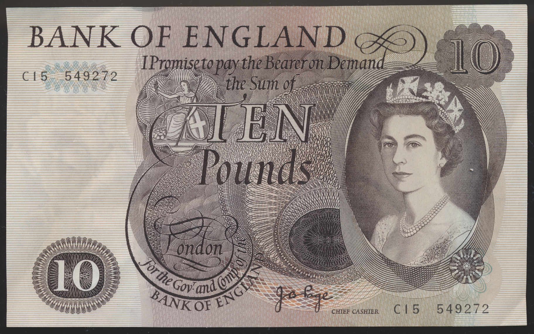 England 10 Pounds ND (1970-75) Kv 1/1+