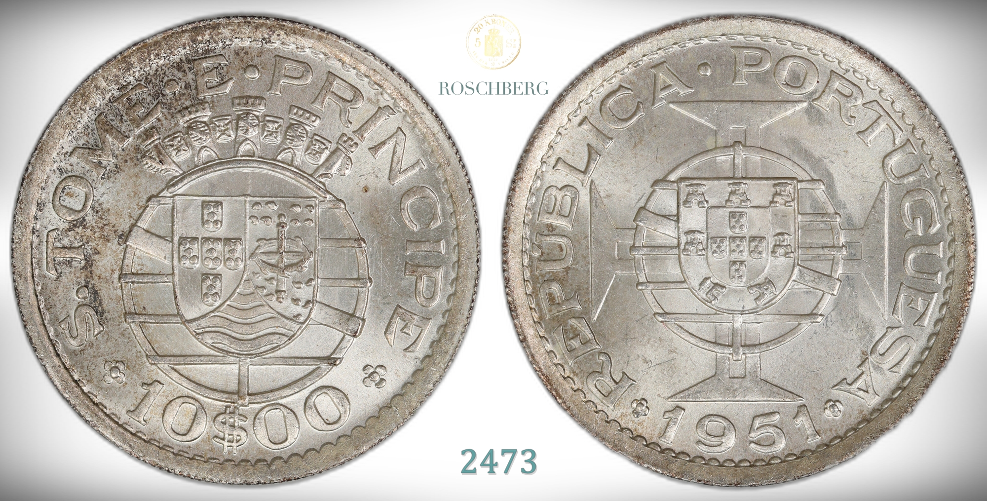 St. Tome 10 Escudos 1951  Kv: 0 (UNC)