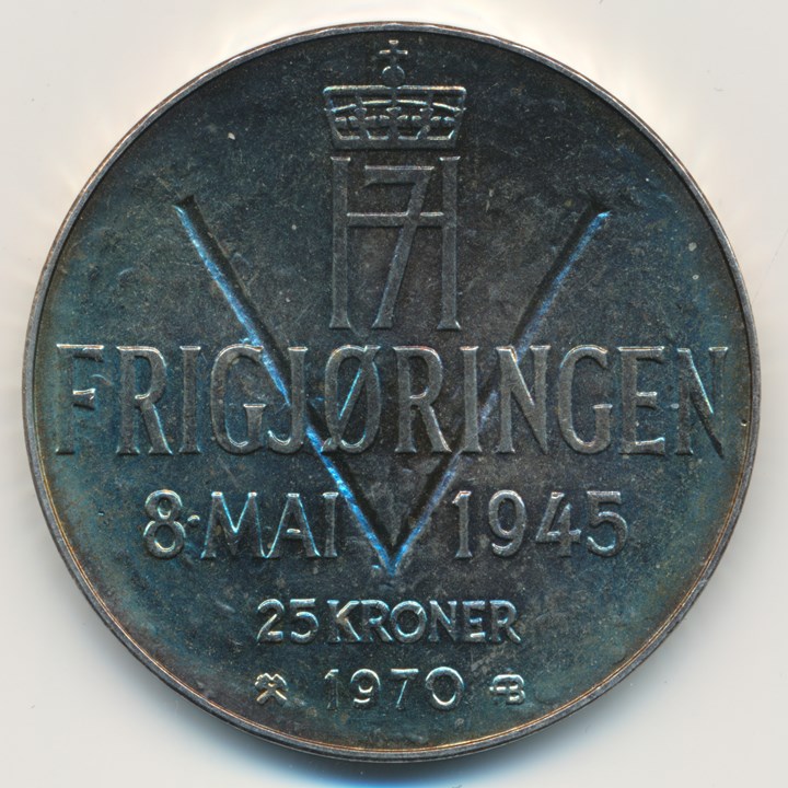 25 Kroner 1970 Kv 0, fin patina
