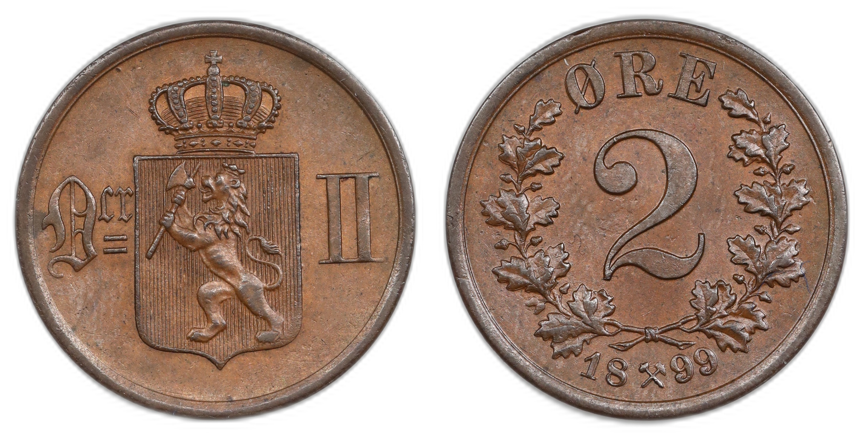 Norge 2 Øre 1899 Kv 0/01