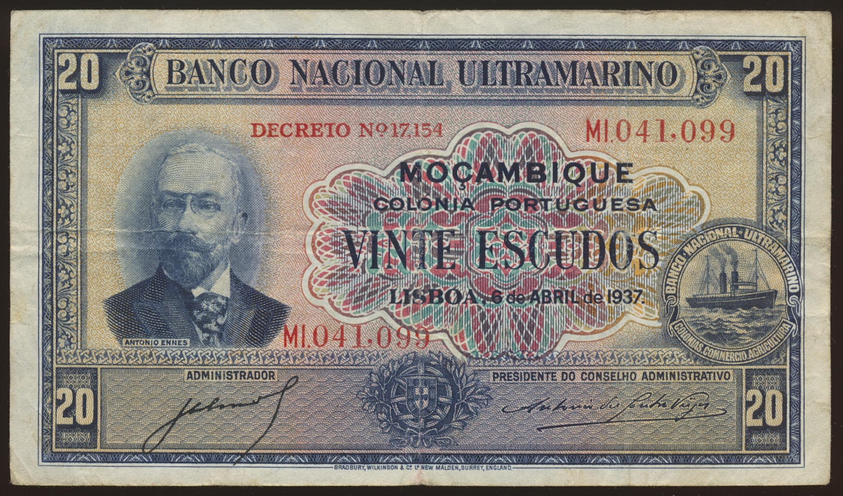 Mozambique 20 Escudos 1937 F