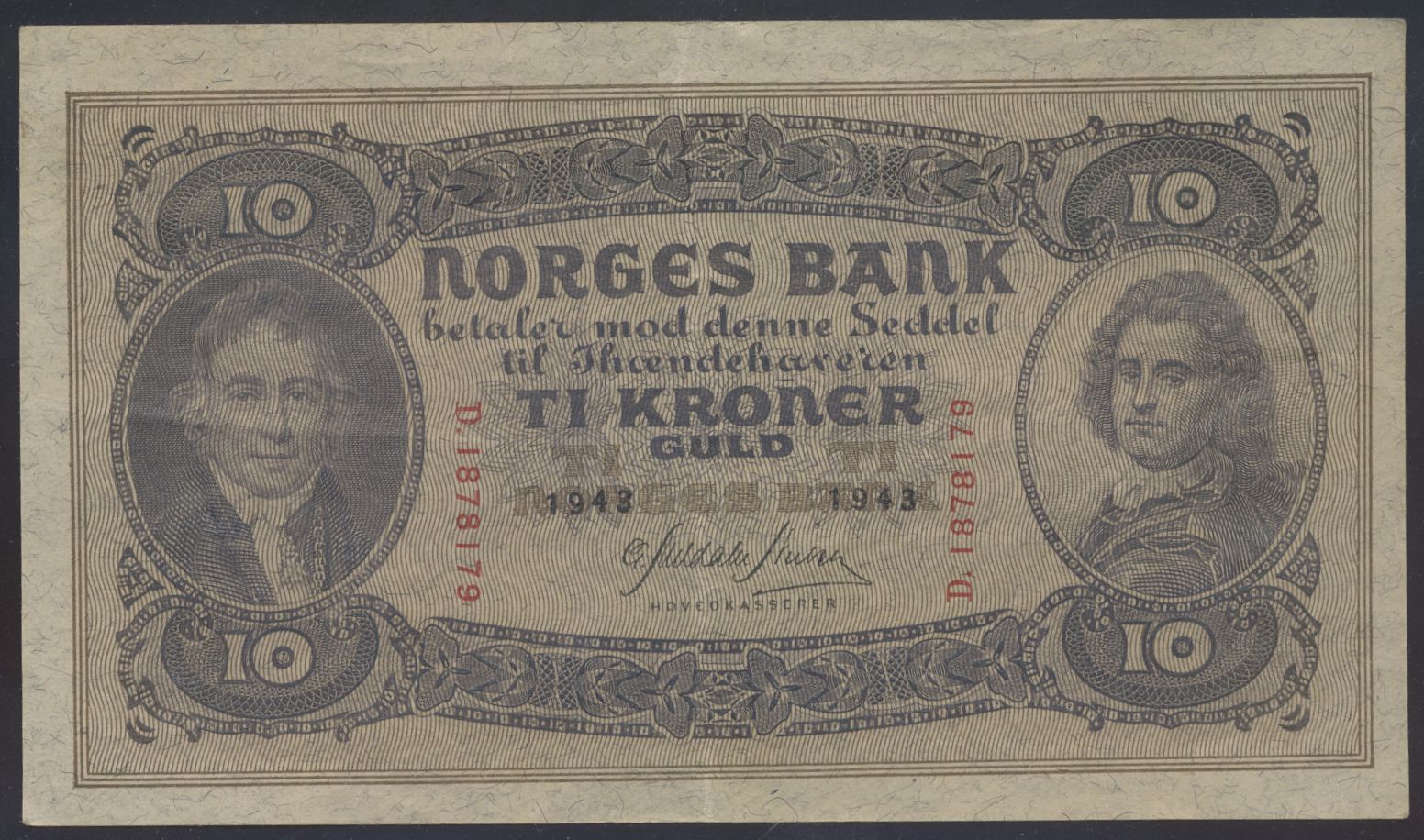 10 Kroner 1943 D Kv 1+