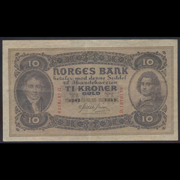 10 Kroner 1943 D Kv 1+