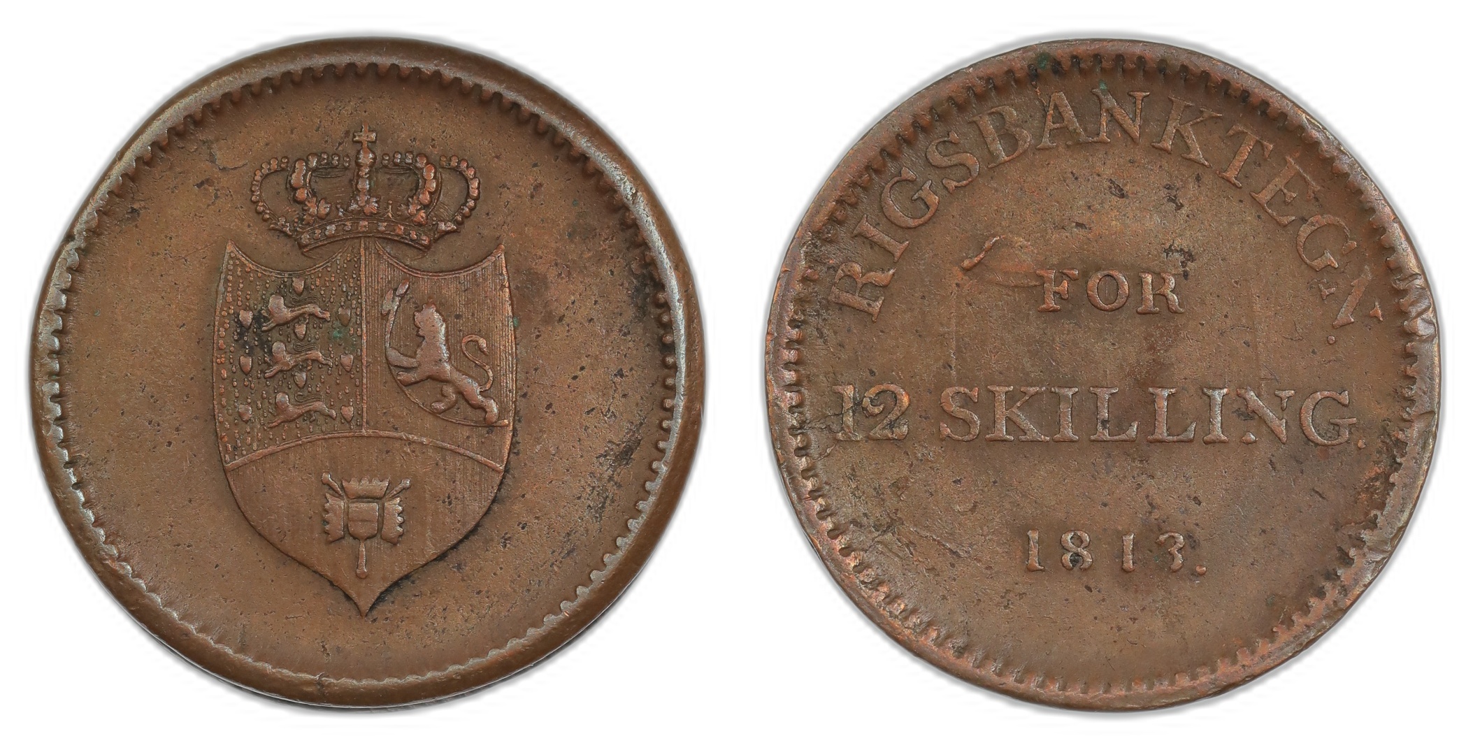 Norge 12 Skilling Kongsberg 1813 Kv 1