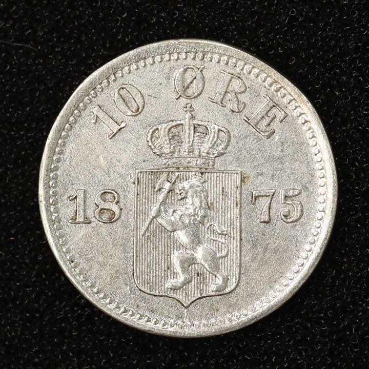 10 Øre 1875 Kv 01, renset