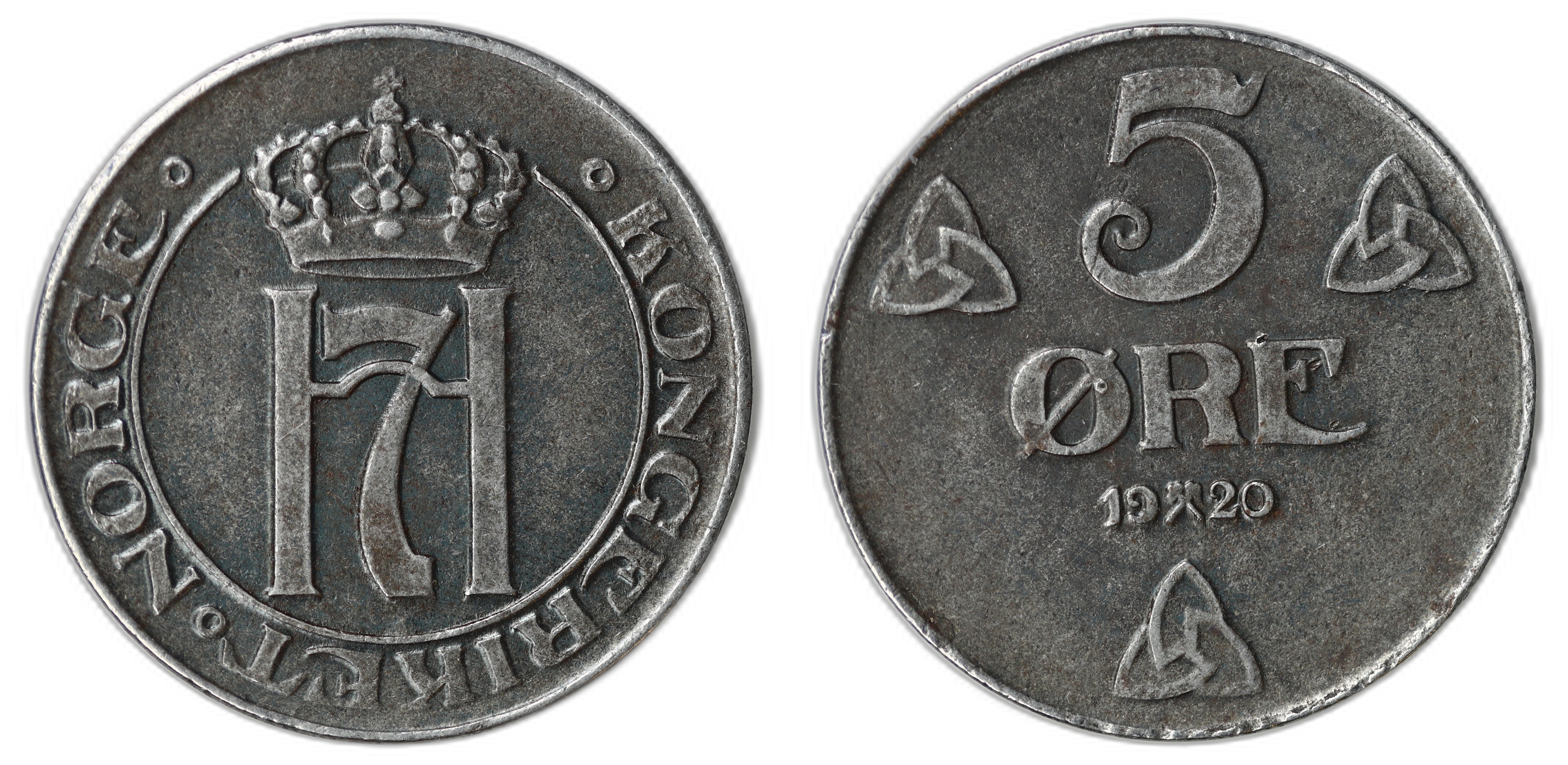 Norge 5 Øre 1920  Kv: 1+
